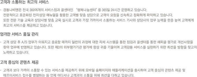 고객과 소통하는 최고의 서비스, 엄격한 서비스 품질관리